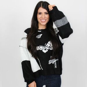 POL butterfly sweater with pearl detail STUNNING NWOT